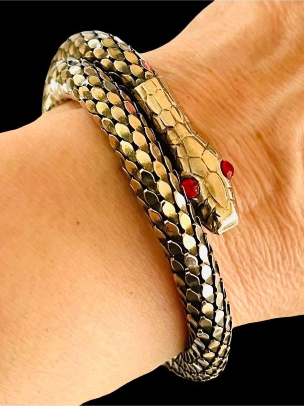 Vintage Mid-Century Silver Mesh Snake Wrap Bracelet